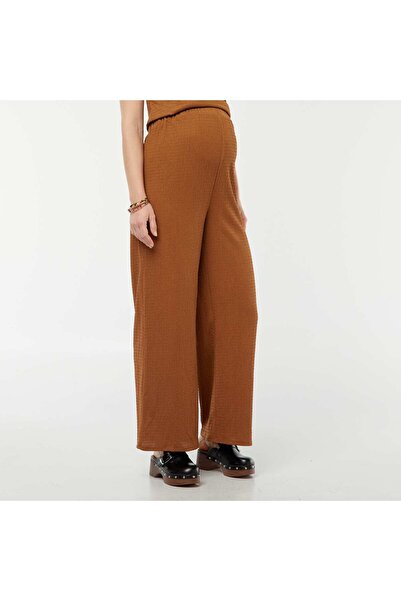 KIABI Straight crepe knit fabric maternity trousers BROWN
