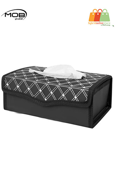 Generic Premium PU Leather Tissue Box Holder with Magnetic Closure, Foldable Design – Model 6370 Black/White