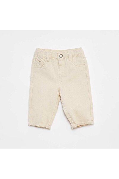 KIABI Paperbag twill 3/4 trousers WHITE