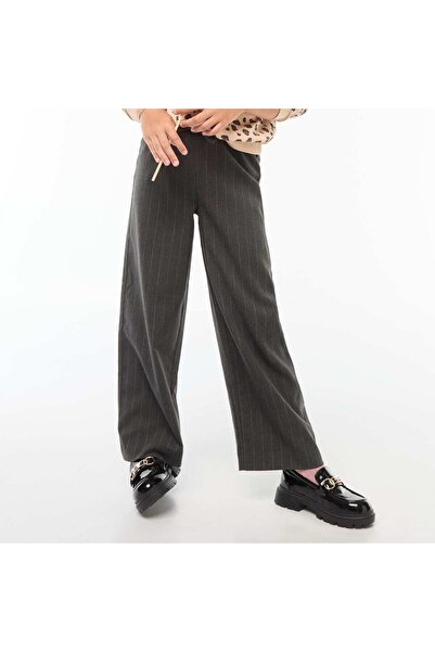 KIABI Wide-leg trousers with elasticated waistband and 2 pockets GREY