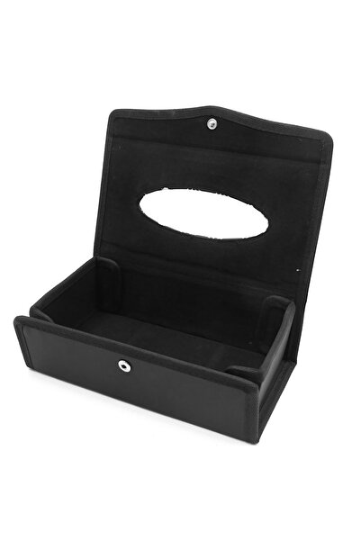 Generic Premium PU Leather Tissue Box Holder with Magnetic Closure, Foldable Design – Model 6370 Black/Red
