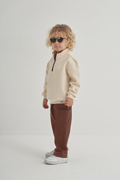 EBU Prive Unisex Çocuk İnterlok Pantolon Kahve