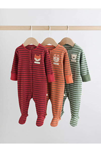 Next Baby 100% Organic Cotton Orange Colored Animal Patterned Zippered 3-Piece Sleeping Bag Set Alyf35913