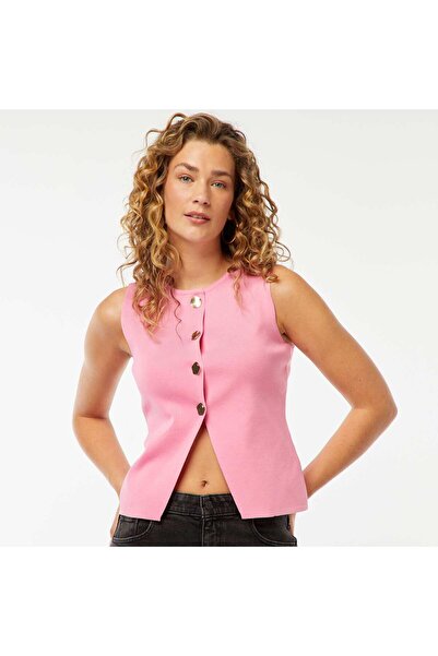 KIABI Sleeveless top with golden buttons PINK