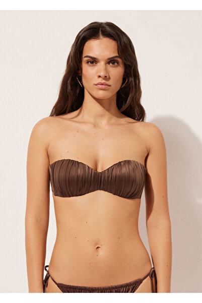 Calzedonia Kademeli Dolgulu Bandeau Bikini Üstü Shiny Satin