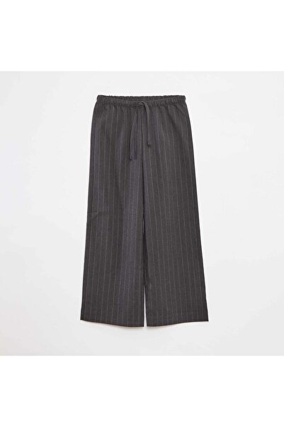 KIABI Wide-leg trousers with elasticated waistband and 2 pockets GREY