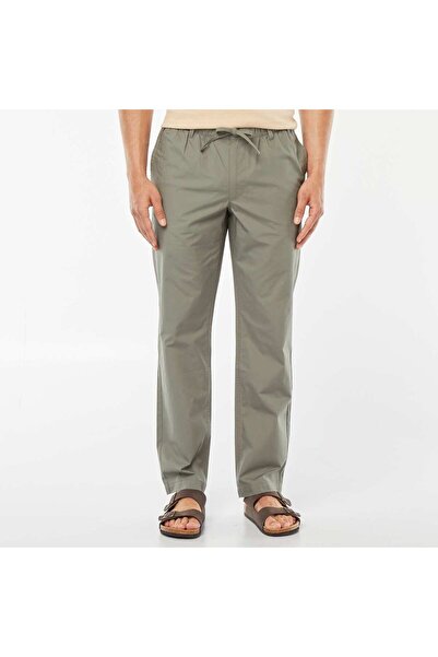 KIABI Straight-cut crisp poplin trousers GREEN