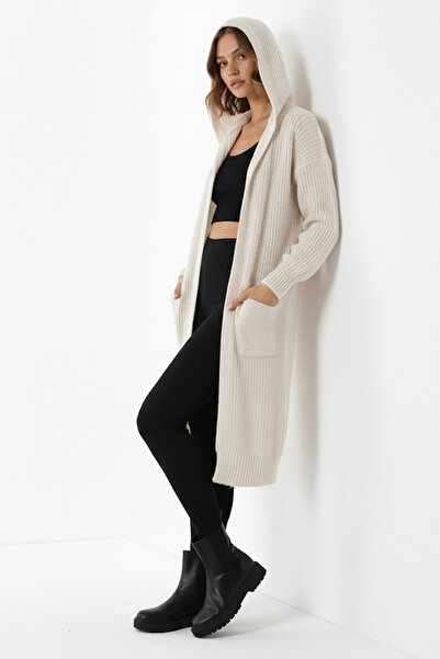 MILANOFOX Hooded Oversize Loose Double Pocket Long Knit Cardigan