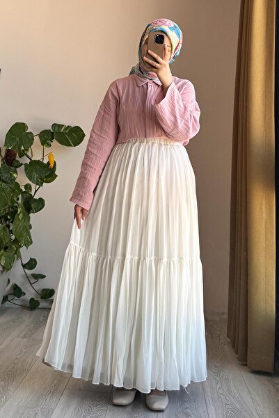 ANDE Шифонна спідниця з підкладкою Crush - Екрю