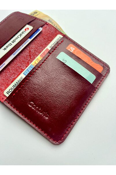 OMP Travel Slim Wallet, Genuine Leather Glossy Red