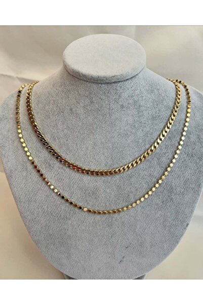 yeknova Xuping 14K Altın Rengi Ezme-Gurmert Model Kararmaz Kadın Zincir Kombin