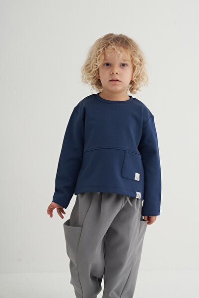 EBU Prive Unisex Çocuk İnterlok Yandan Cepli Pantolon Gri