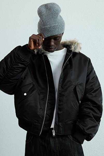 Bershka Suni kürk yakalı teknik ceket