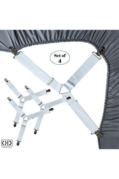 ORIGINAL DEALS Set 4 Elastic Straps with Metal Clips for Fixing Bedding and S...