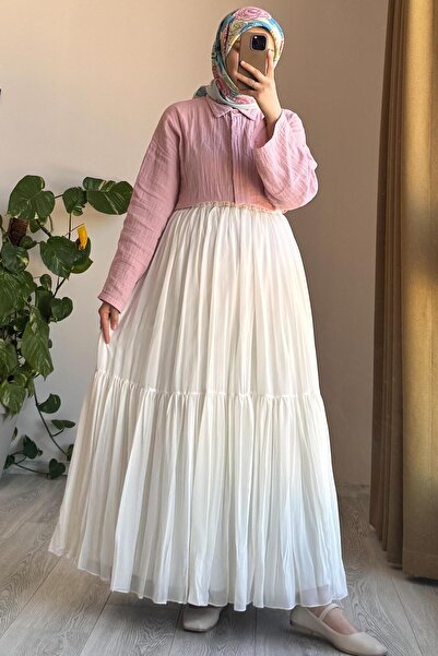 ANDE Шифонна спідниця з підкладкою Crush - Екрю