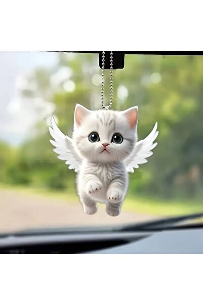 dzmerc Cat Keychain with Cat Figure 3D (Angel)
