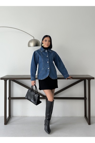 auzou eveil Kadın volan kollu kot ceket yeni model