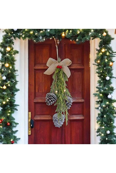 TASARİMECRN Στολίδι πόρτας με κωνικό σχήμα 3 τεμαχίων διακόσμηση σπιτιού Χριστουγεννιάτικο στολίδι δώρο λευκό στολίδι κωνικό σχήματος