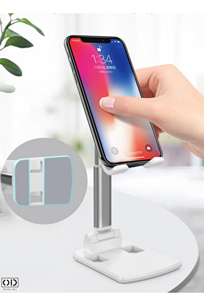 ORIGINAL DEALS Suport premium pentru telefon sau tabletă, multi-reglabil, pliabil și portabil, alb,