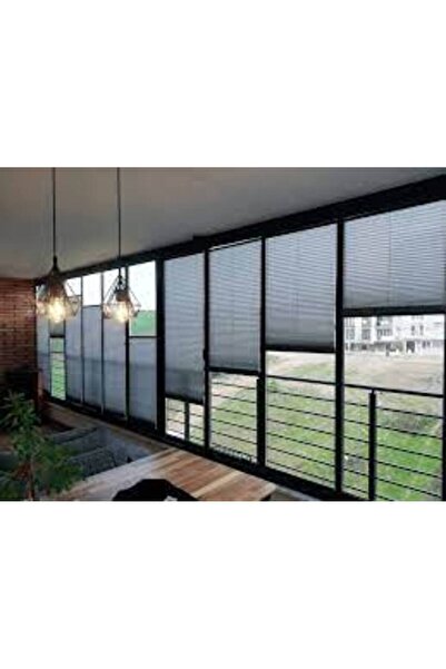 Akpen Katlanır Cam balkon perdesi pileli plise perde GRİ