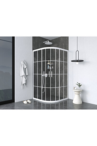 PointPro Point Duşakabin 80 X 80 Oval Karolaj Cam Kabin 2 Sabit 2 Sürgü Beyaz...