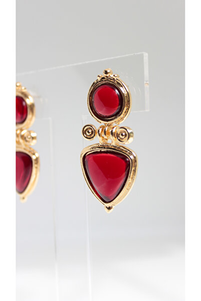 nevamor Red Earrings with Gold Detail