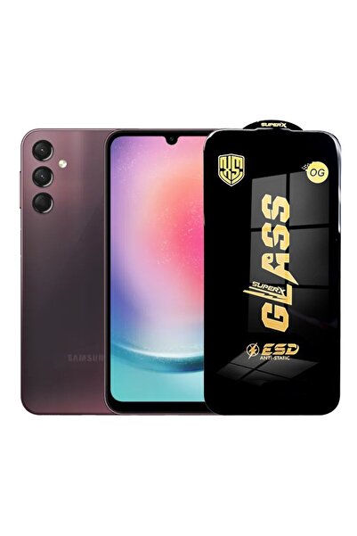 Flippy Screen Protector for Samsung Galaxy A24, Tempered Glass 0.35mm (Black Edges, Transparent)