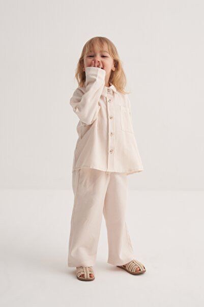 EBU Prive Unisex Children's Draped Cotton Shirt Bone