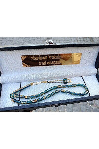 Doğaltaş Tesbihler ALTIN TOZU KEHRIBAR TESBIH İSME ÖZEL TASARIM GÜMÜŞ İSİMLİ PÜSKÜLLÜ HARFLI YAZILI KUTULU SERTIFIKALI