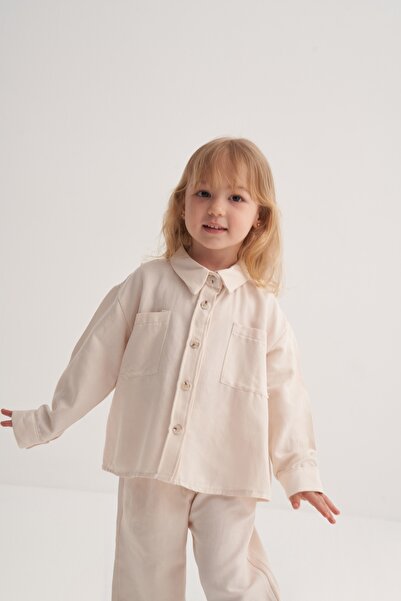 EBU Prive Unisex Children's Draped Cotton Shirt Bone