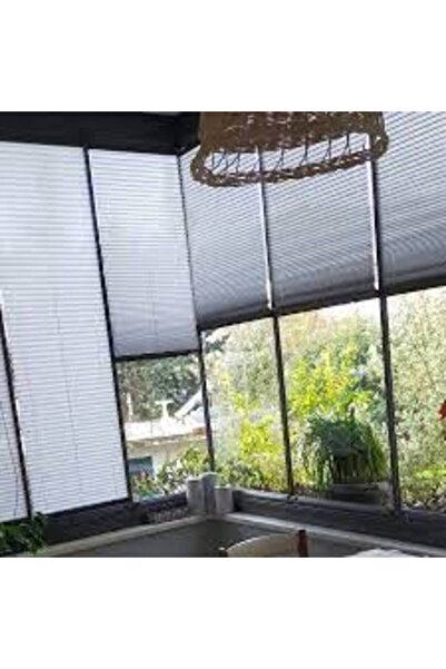 Akpen Katlanır Cam balkon perdesi pileli plise perde GRİ