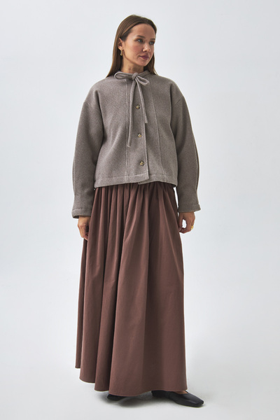 ZÜLAYS Yakası Bağlamalı Kısa Ceket Vizon