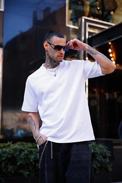 Pobudo 3-Pack Oversize Black Navy Blue White Color Crew Neck T-Shirt