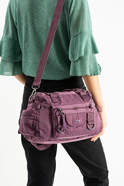 571 Collections Çanta Yumuşak Dokulu Ultra Hafif, Su Geçirmez Polyamid Kumaş Omuz ve Kol Çantası Mor Model: (571-13-14K)