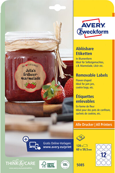 Avery Zweckform Etichete 5085, repozitionabile 12/A4, contur floare, dimensiu...