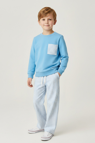 My Kids Wear Boys' Striped Pocket Tracksuit Set 2-10 Years Old