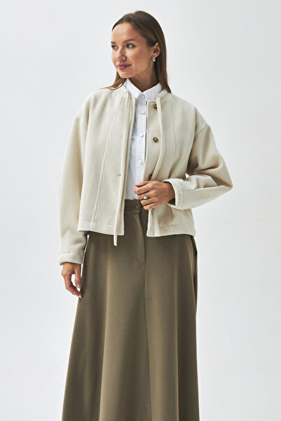 ZÜLAYS Yakası Bağlamalı Kısa Ceket Ekru