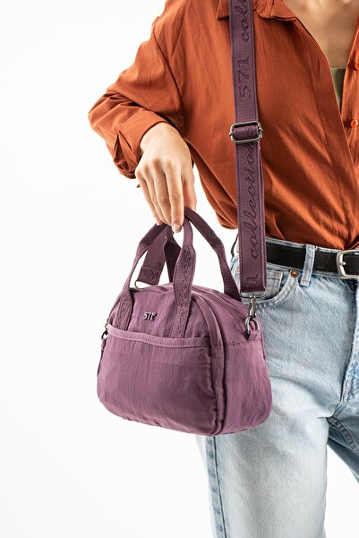 571 Collections Çanta Soft Textured Ultra-Lightweight, Waterproof Polyamide Fabric Shoulder and Arm Bag Purple Model: (571-13-14H)