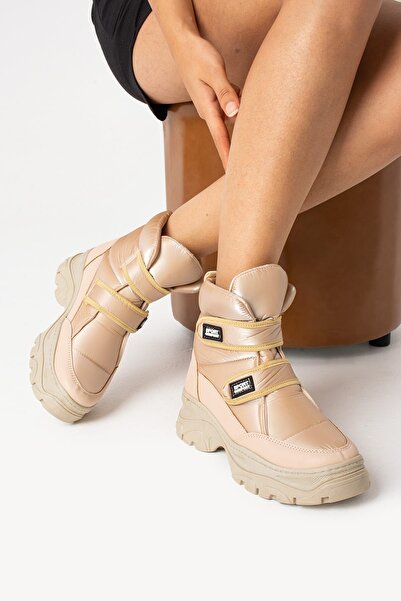Rebel shoes Kadın Bej Çırtlı Bot-Şık Kaymaz Tabanlı ve Günlük kullanıma uygun