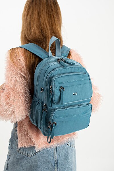 571 Collections Çanta Rucsac din material textil din poliamidă, ultra-ușor, rezistent la apă, cu textura moale, albastru Model: (571-13-14A)