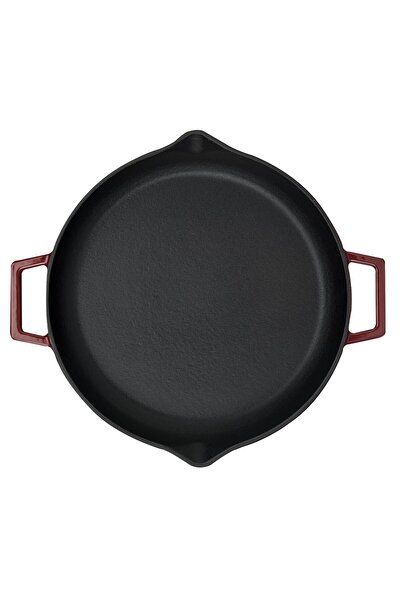 Lava Cast Iron Round Frying Pan Cast Iron Solid Double Handle Diameter (Ø) 30Cm.-Burgundy