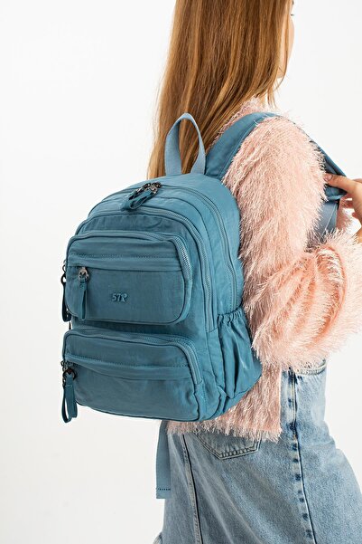 571 Collections Çanta Rucsac din material textil din poliamidă, ultra-ușor, rezistent la apă, cu textura moale, albastru Model: (571-13-14A)