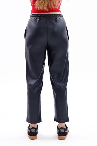 Sapientia Class Women's Elastic Waist Leather Jogger Pants, Leather Women's Pants, Leather Jogger