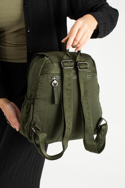 Çanta Trend Soft Textured Ultra-Lightweight, Flexible and Waterproof Polyamide Fabric Backpack Dark Green Model: (571-