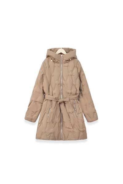 SETTY KOOP Women's Long Quilted Winter Coat with Hood – Warm Puffer Jacket with Adjustable Waist geacă damă