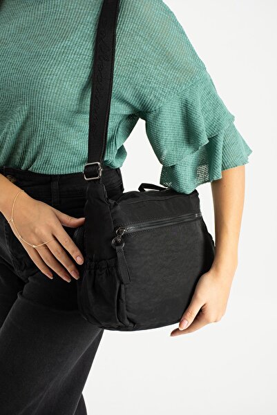 571 Collections Çanta Yumuşak Dokulu Ultra Hafif, Su Geçirmez Polyamid Kumaş Omuz Çantası Siyah Model: (571-13-14D)