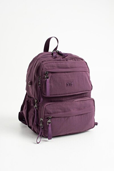 Çanta Trend Soft Textured Ultra-Lightweight, Flexible and Waterproof Polyamide Fabric Backpack Purple Model: (571-13-14A)