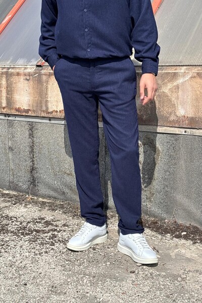 inpool Erkek, bel lastikli, dokuma kadife, Regular-Fit, Old Money Culture, pantolon 305