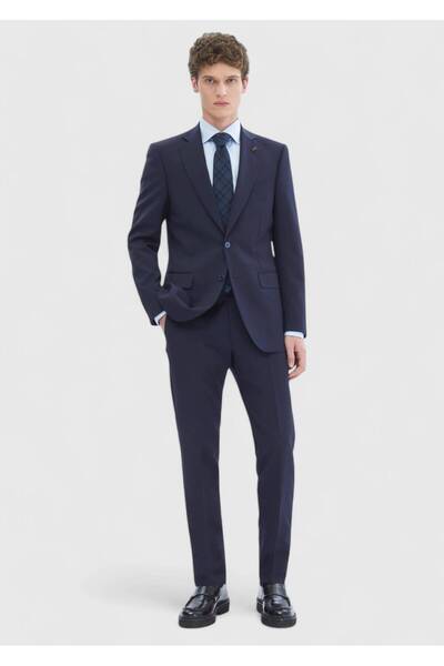 Ramsey Navy Plain Thin&Taller Slim Fit 100% Wool Suit