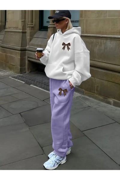 Machetta Women's Leopard Ribbon Printed Oversize Tracksuit Set